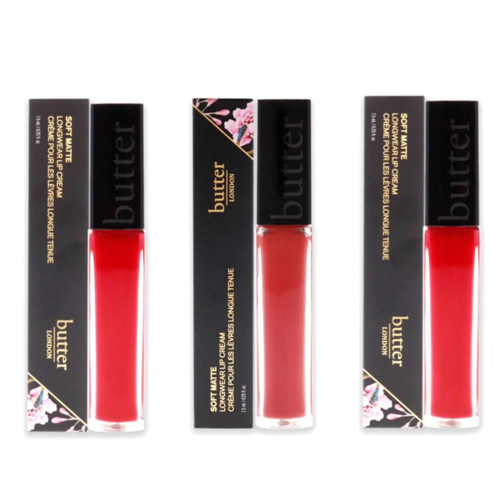 Set of 3 Butter London Soft Matte Lip Cream Long-Lasting Liquid Lipstick Trio